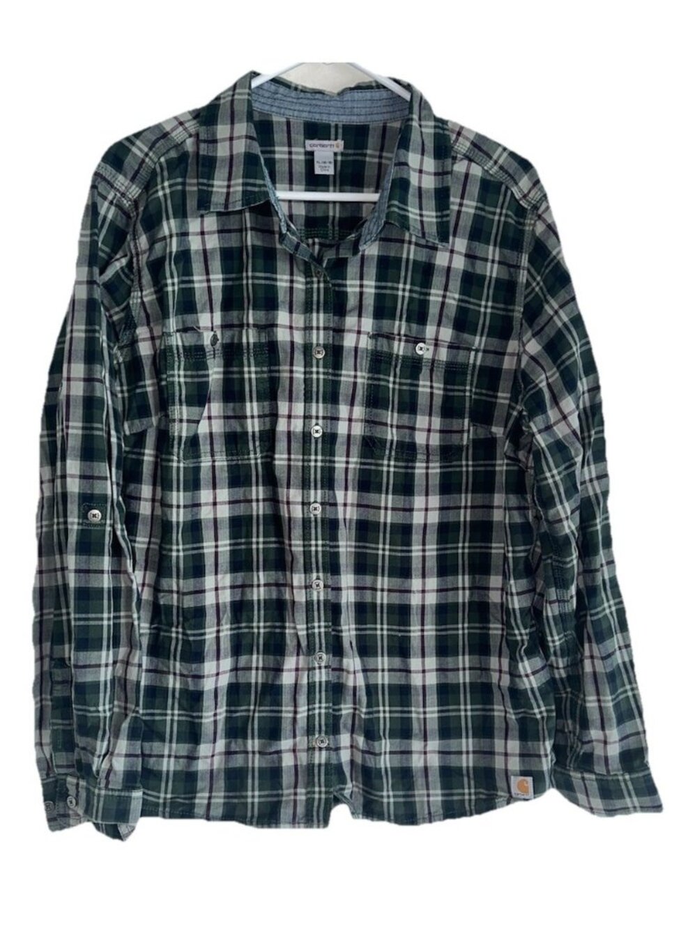 Carhartt Women’s Dodson Plaid Work Shirt LS Green Blue Purple XL 16/18
